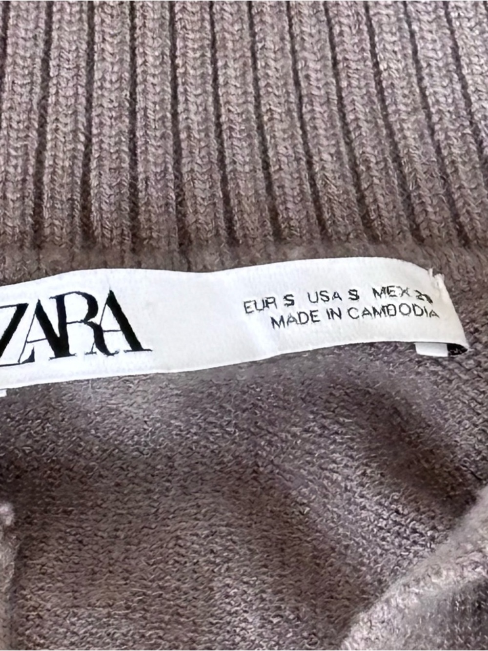 Zara Womns Taupe Polo Collar Knit Sweater small - Picture 3 of 6